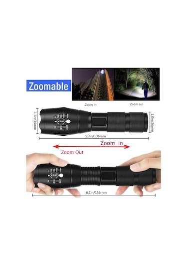 Valkyrie Çift Fonksiyonlu Ultraviyole Mor Işık Ve Xml-t6 El Feneri Dual Mode 2000 Lümens Siyah