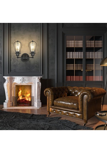 Youtek Gecikmeli İki Kafa Duvar Lambası, Ac 220-230v, 60w Maks, E27 Ampul Tabanı, Siyah, 1.2m Kablolu, Montajlı Işık Bulbu Yok Siyah