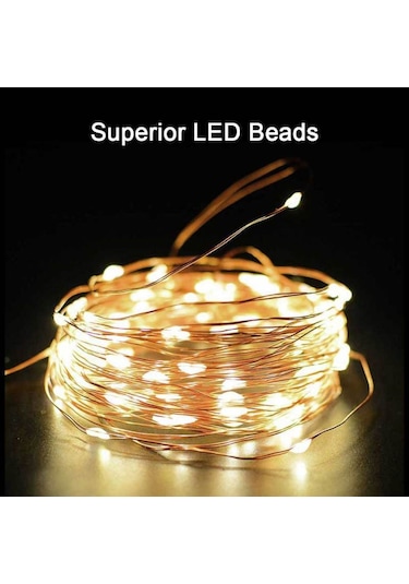 Mufunye Noel Dekorasyonu, 5 Metre 50 Işıklı Isıtıcı Beyaz Işık Halkası