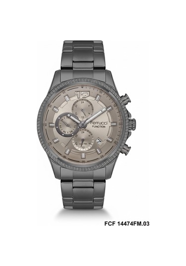 Ferrucci Erkek Kol Saati Antrasit Renk, Antrasit Kadran - Şık Metal Kordon, 2 Yıl Garantili Metalik