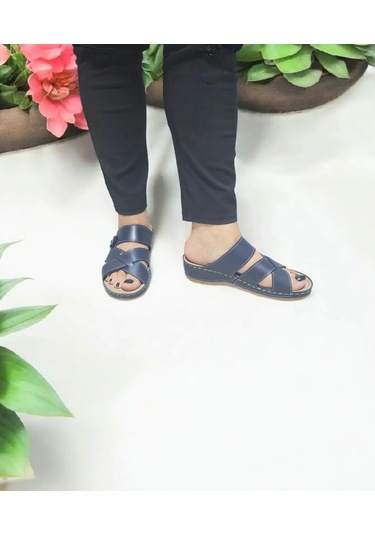Kadın Topuk Dikeni Jelli Ev Dışarı Terlik Lacivert