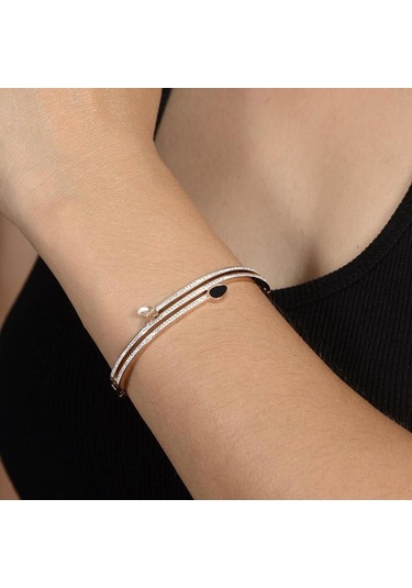 Ottoman Kadın Rose Taş Işlemeli 3'Lü Model Bileklik Cbl0Uclutas-R Rose Gold
