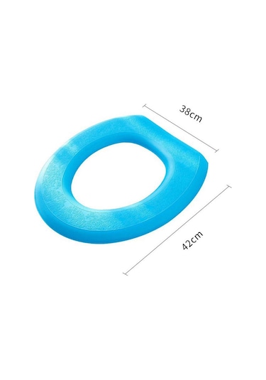 Mavi Su Geçirmez Yumuşak Klozet Kapağı Banyo Yıkanabilir Closestool Mat Pad O-şekil