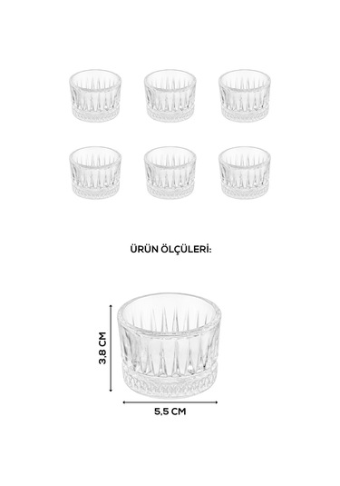 6'lı Cam Lokumluk Çay Kahve Yanı İkramlık Çok Renkli