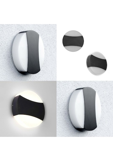 18 Watt Gün Işığı Ledli Bahçe, Balkon, Teras, Kamelya, Veranda, Banyo, Duvar Apliği, Led Armatür Siyah