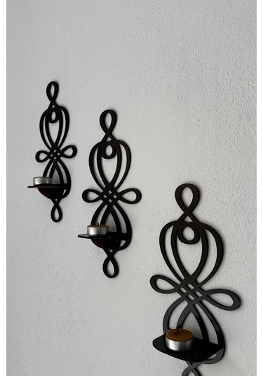 3 Lü Ahşap Duvar Mumluk Seti