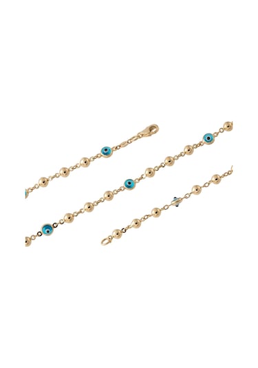 14 Ayar Altın Nazar Boncuklu Dorikalı Kadın Bileklik Sarı Altın