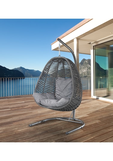 Tu Tienda Makrome İp Örgü Salıncak,gri Gri