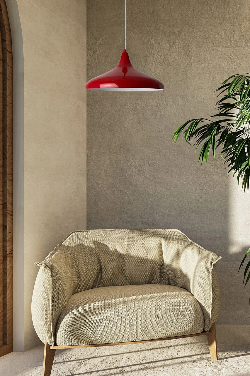 Champion Kırmızı Özel Kablo Avize - Alüminyum 35 Cm Cafe Mutfak Modern Dekoratif Sarkıt Model Kırmızı