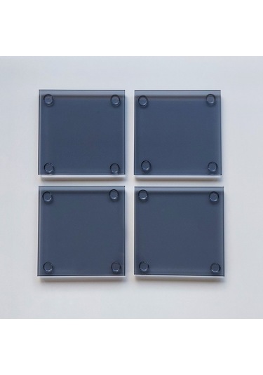 Decorita Cam Bardak Altlığı 4'lü Takım Füme 10 CM x 10 CM Füme
