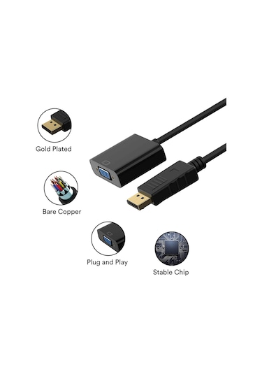 Displayport To Vga Çevirici Dönüştürücü Laptop Tv Monitör Bağlama