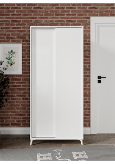 Sürgülü Çok Amaçlı Ayakkabı Dolabı, Ayakkabılık Beyaz