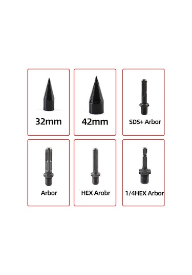 Sointeresting Parça 32/42 Mm Odun Yarma Matkabı Ve Odun Yarma Cihazı Seti, Bölünmüş Ağaç İşleme Aletleri İle Birlikte.