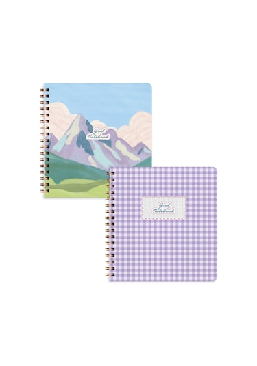 15x16 Spiralli Karton Kapak 2'li Kareli Not Defter Seti - Pötikare Çok Renkli