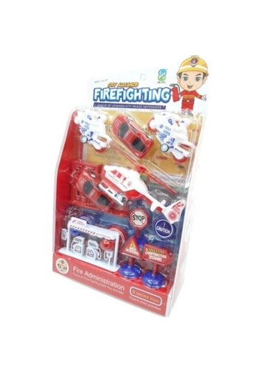 Kartela İtfaiye İstasyon Seti Çekbıraklı İtfaiye Seti 899-48a Kırmızı