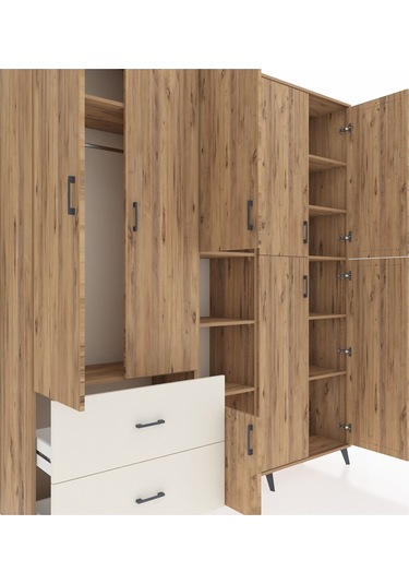 Hyperion Dolap 12 Raflı 2 Çekmeceli Tek Askılı 220x44x243 Çam-çam/aytaşı Atlas Çam/aytası