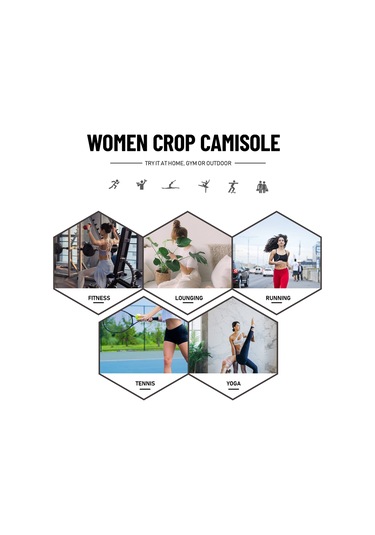 Wezone Kadınlar İçin Yoga Ve Spor Kullanımına Uygun İnce Askılı Kolsuz Kısa Üst SiYAH