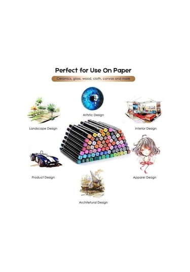 24 Renk Marker Resim Mimari Ve Grafik Tasarım Kalemi 24 Lü Çift Taraflı Marker Keçeli Kalem Seti Çok Renkli