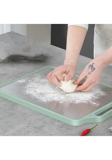 Liangmei Çift Taraflı Kesme Tahtası Paslanmaz Çelik Kesme -