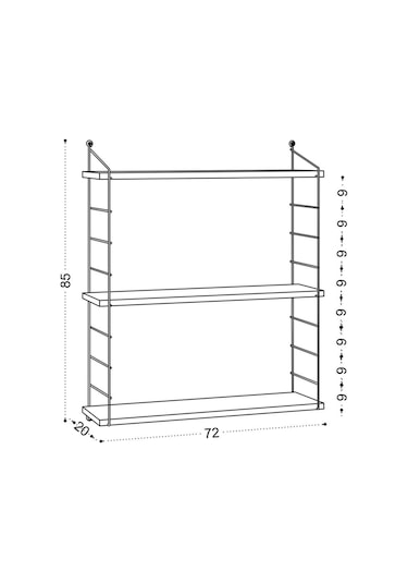 Decormet Armoni Raf Seti 3 Raflı 200 720 Beyaz Beyaz