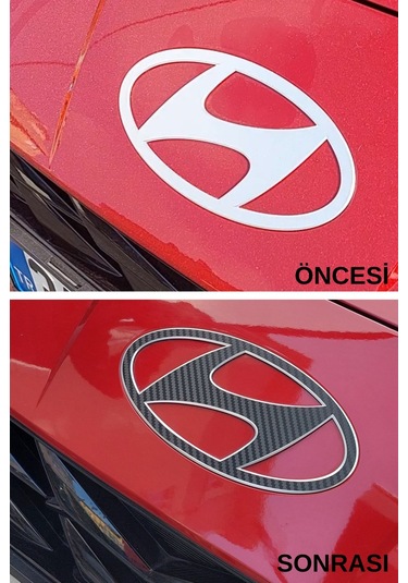 Hyundai İ20 Amblem Kaplama Sticker Set - Mat Karbon Siyah