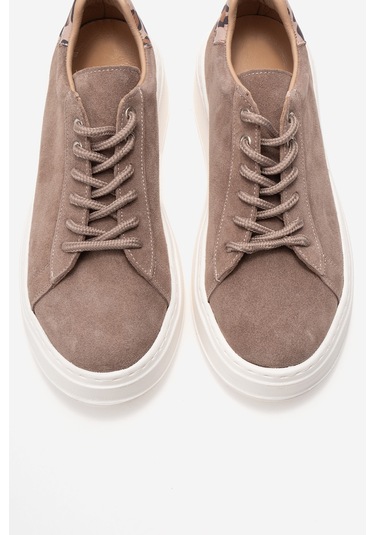 Gueno Kum Hakiki Deri Süet Kadın Spor Ayakkabı Kum