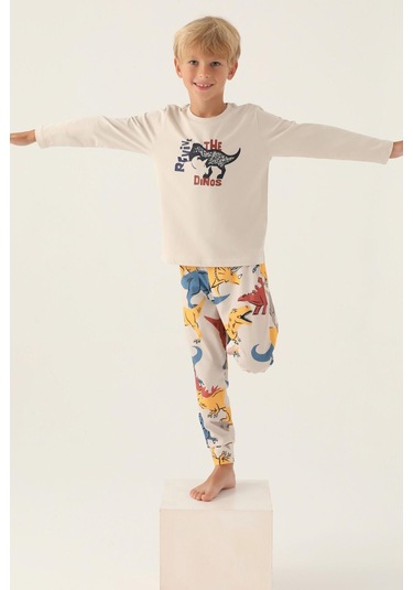 Roly Poly 3363 Revive Erkek Çocuk Pijama Takımı Bej