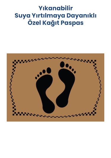 Kahverengi Yıkanabilir Kağıt Ayak İzi Yatay Oto Paspas 100 Adet