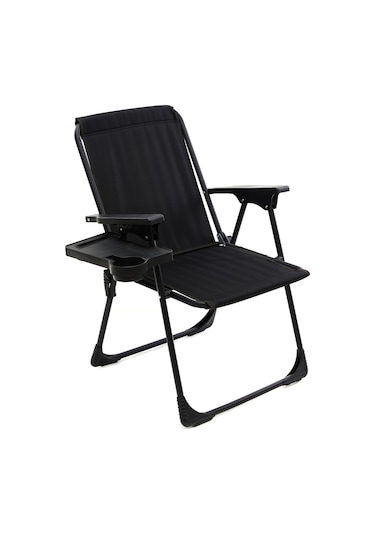 Natura Bardaklıklı Kamp Sandalyesi - Siyah