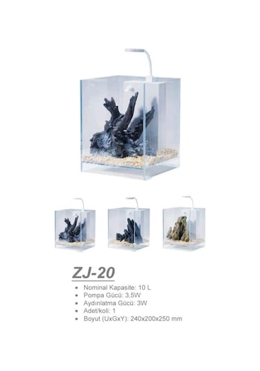 Jeneca Zj-20 Akvaryum+dekor 20x20x25 Cm 10l