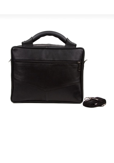 Newish Polo Hakiki Deri Plastik Saplı Postacı El Omuz Çantası Yan Büyük-kasasız Siyah - Siyah