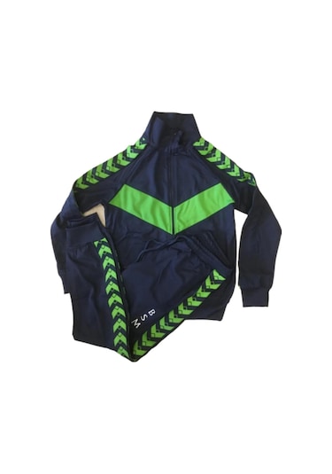 Çocuk Femuarlı Rüzgar Geçirmez Kumaş Eşofman Takım Lacivert