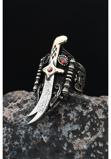 Prestij Gümüş Özel Tasarım Baş Parmak Zihgir Zülfikar Hz. Ali'nin Kılıcı 901551 Gümüş