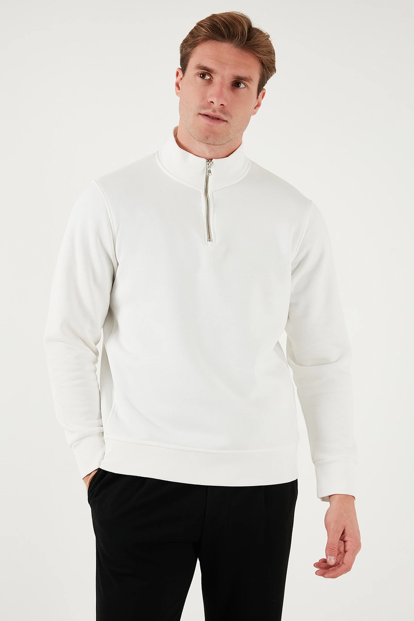 Buratti Pamuklu Regular Fit Dik Yaka 2'Li Paket Erkek Sweat 59052592S2 Ekru-Kum