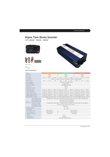Alpex 12 V 500 W Tam Sinüs İnverter