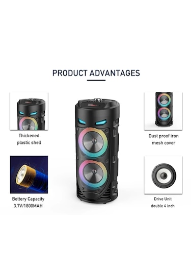 Junglee ZQS4239 Karaoke Mikrofonlu Bluetooth 5.0 Hoparlör