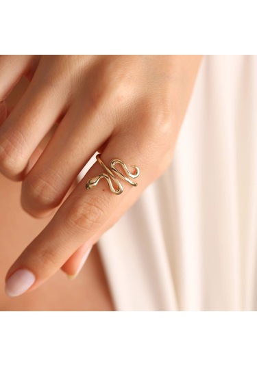 14 Ayar Altın Yılan Yüzük Emerald Classik T11139 Renkli