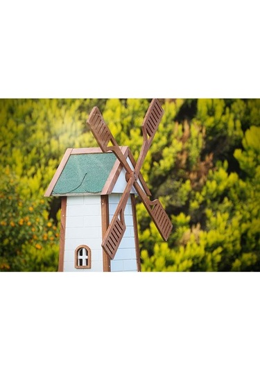 Mandu Yel Değirmenli Ahşap Kedi Evi 80 x 80 x 207 CM