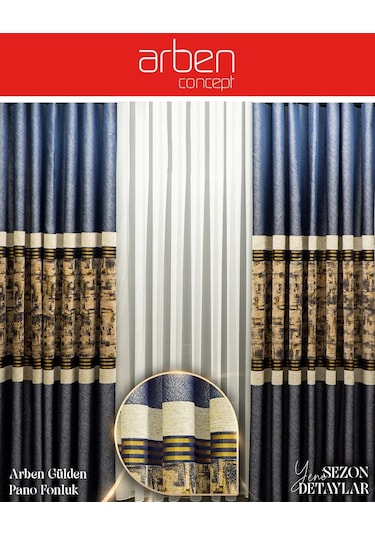 Arben Concept Gülden 502 Pano Fon Perde / Ölçünüze Özel Dikim Lacivert
