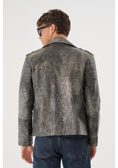 Ryder Gri Erkek Deri Mont Gri