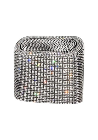 Beyaz Simli Araba Çöp Kutusu, Kapaklı Askılı Çöp Kutusu, Parıltılı Yapay Elmaslı Çöp Kutusu, Araç, Ofis Ve Ev İçin Çöp Konteyneri