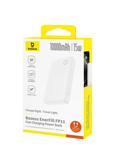 Baseus Enerfıll Fp11 10000 Mah 15w Powerbank Beyaz