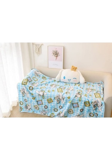 Agoodshop Karikatür Yastık Battaniye - Anime Desenli Mercan Polar Battaniyesi 36 Derece Üstü