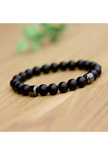 Doğal Taş Siyah Bileklik Çift Mıknatıslı Sigara Bıraktırma Güç Denge Bilekliği Çok Renkli
