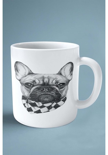 French Bulldog Köpek Isimli Kişiye Özel Baskılı Kupa Bardak Bere Çok Renkli