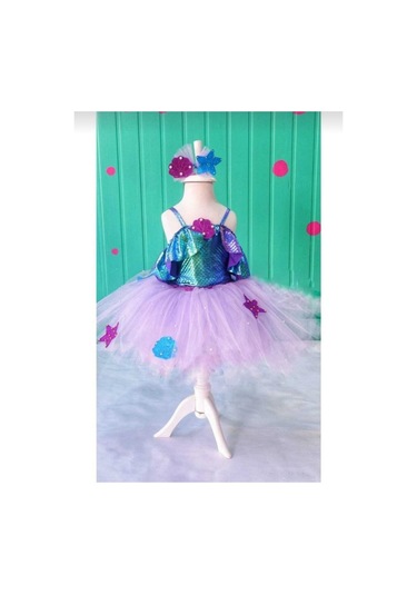 Deniz Kızı Kostümü Kolları Volanlı Ve Tokalı, 4-5 Yaş