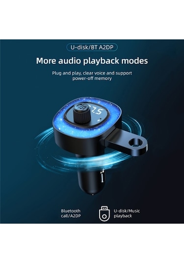 Sones C41 Yıldız Işığı Araç Şarj Cihazı Abs Adaptörü Fm Verici Bluetooth Eller Serbest Arama Mp3 Müzik Çalar