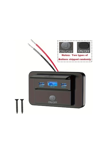 Honeybeeshop 1 Paket Üç Portlu Usb Araba Hızlı Şarj Soketi Qc3.0 Pd3.0 Araba Şarj Cihazı Duvara Monte Usb Tip-c Anahtarı Araçlar İçin Uygun