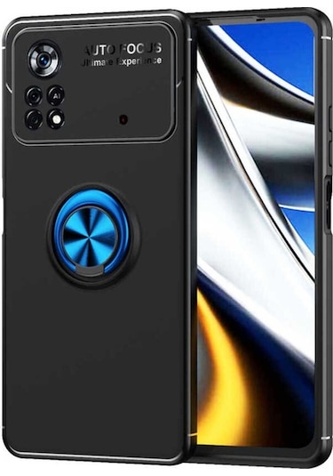 Xiaomi Poco X4 Pro 5g Kılıf Zore Ravel Silikon Kapak Siyah-Mavi