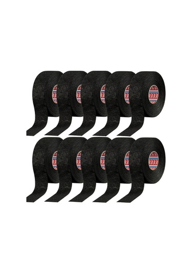 Honeybeeshop 10 Rulo 2.54 Cm 19mm X 10m Siyah Kimyasal Fiber Kordon Bantı Yüksek Sıcaklık Dayanıklı Otomotiv Elektrik Sarma Koruma İzolasyon İçin